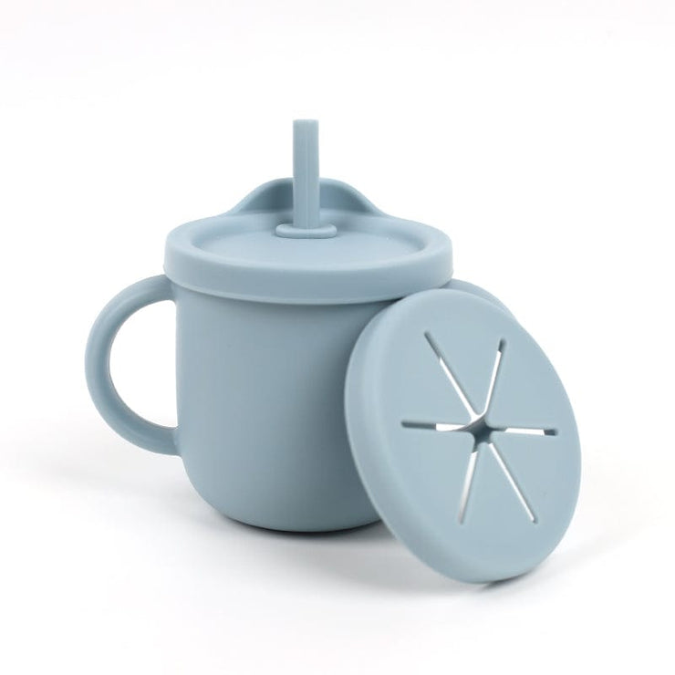 4-in-1 Silicone Straw Cup for Babies & Toddlers - Silicone Snack Cup - Silicone Sippy Cup with Straw - Open Training - Silicone Toddler Cup