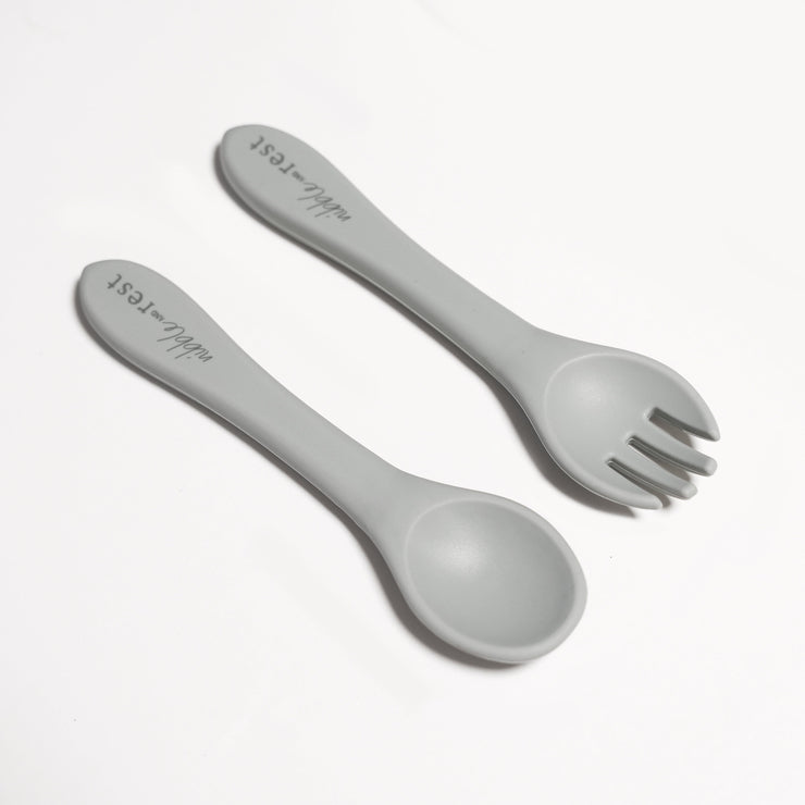 Set of 4 Easy-Grip 1st Stage Silicone Spoons - White/Grey